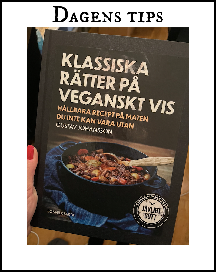 Bild på boken "JKlassiska rätter på veganskt vis" av Gustav Johansson