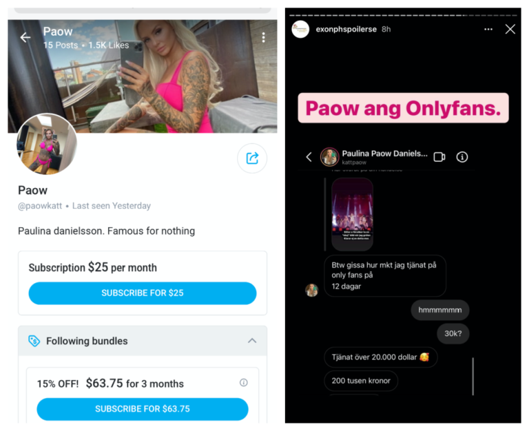 20 000 dollar på 12 dagar på Onlyfans för Paow - Bloggbevakning