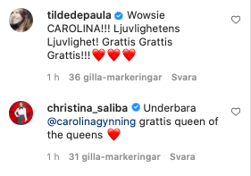 grattis hälsningar från Tilde DePaula  och Christina Saliba