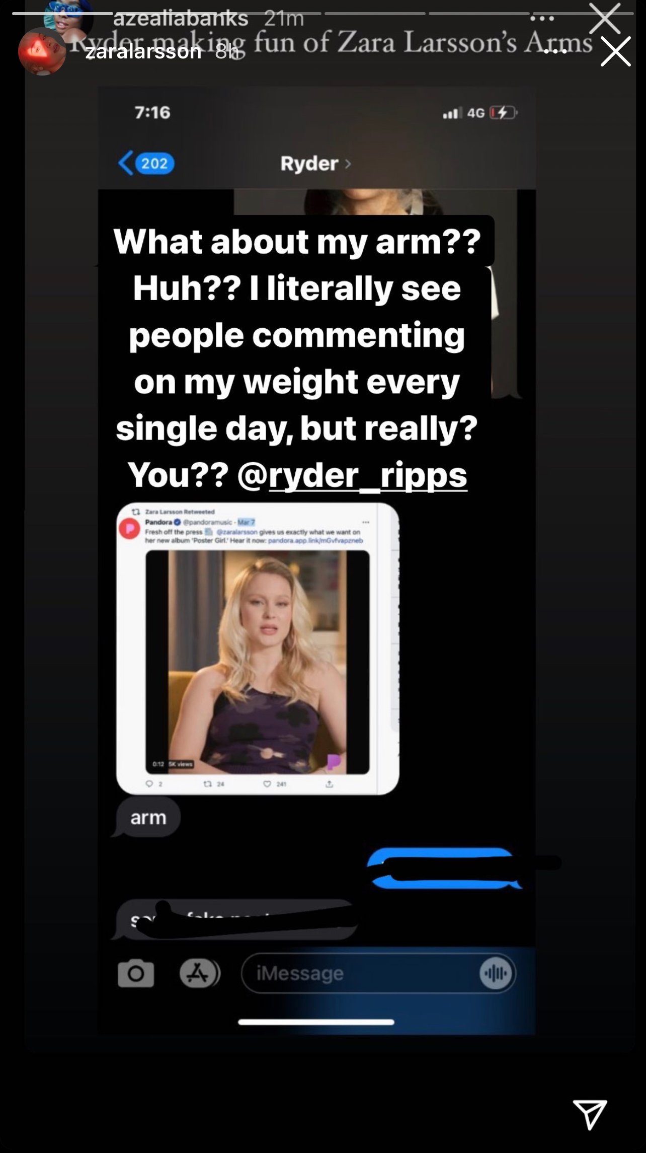 What about my arms? Huh? I literally see people commenting om my weight every singel day, but really? You? @ryder_ripps