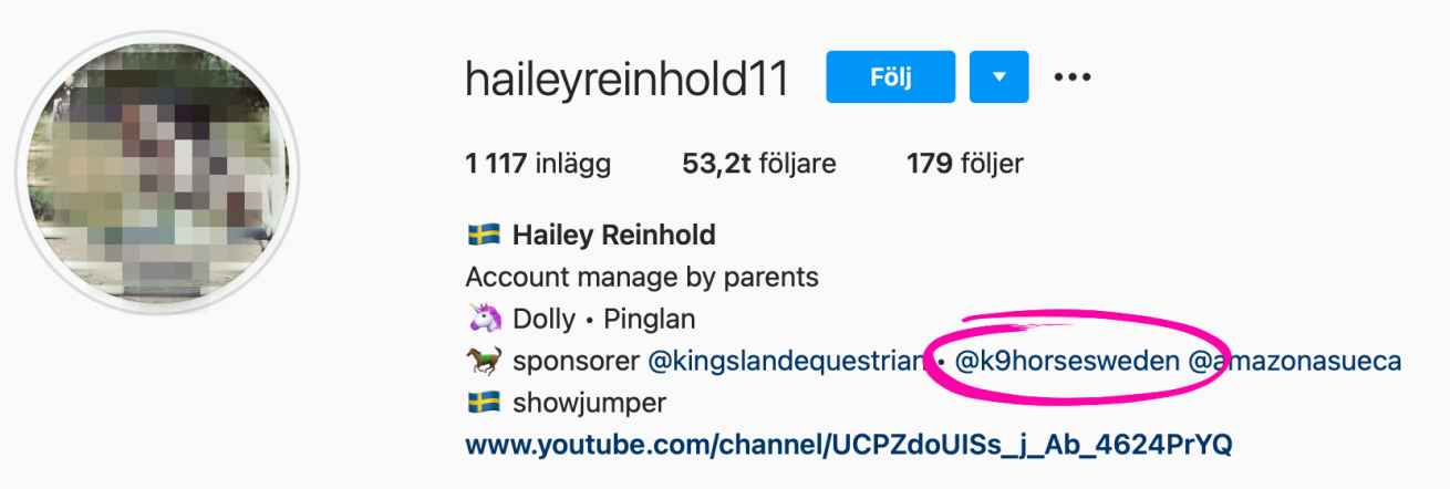 Hailey Reinhold - Account manage by parets - sponsorer: k9horses Sweden