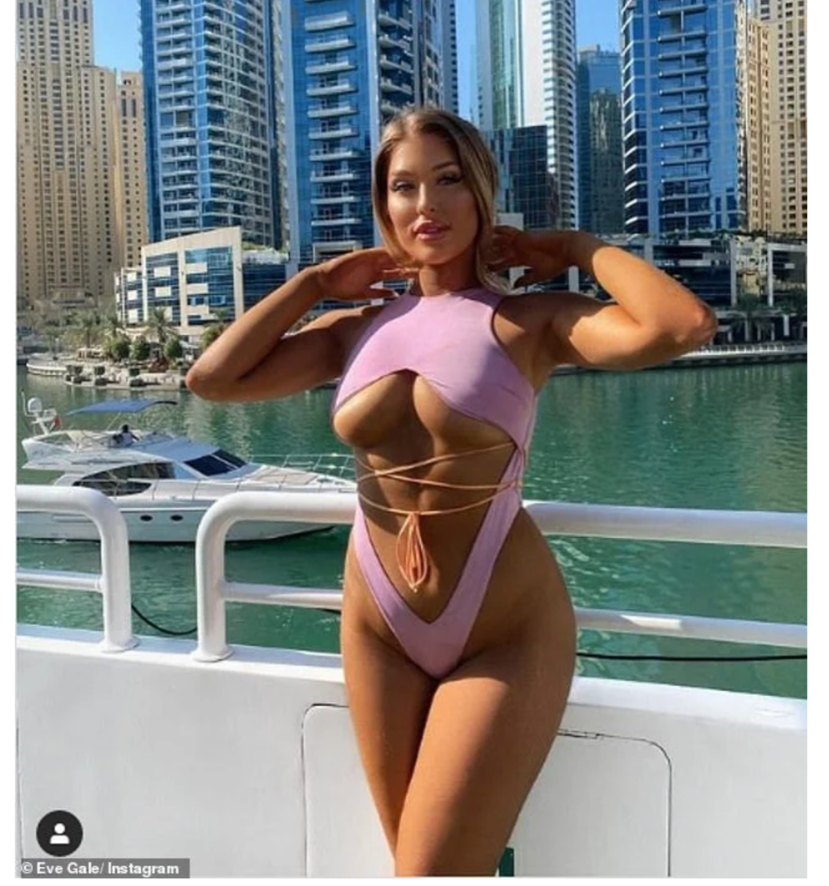 Love Island's Eve Gale showcases some serious underboob in daring cutout swimsuit in Dubai   - 247 News Around The World