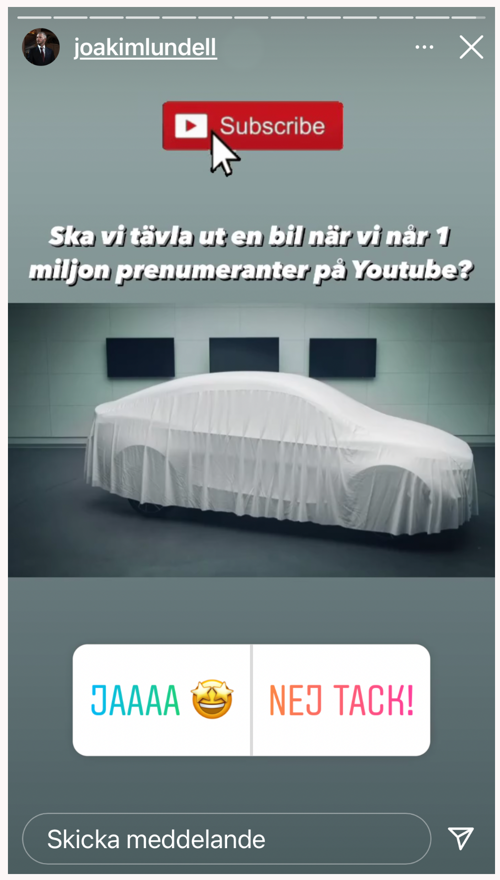 Joakim Lundell: Ska vi tävla ut en bil när vi når 1 miljoner prenumeranter på Youtube?