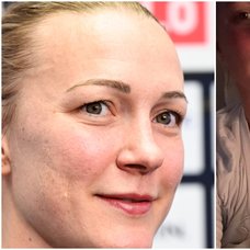 Sarah Sjöström och Sarah Sjöström med sin nyfödda son Adrian.