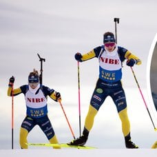Hanna Öberg i samband med skidskyttelandslagets mediadagar.