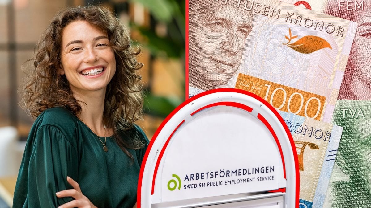 arbetsförmedlingen pengar glad kvinna