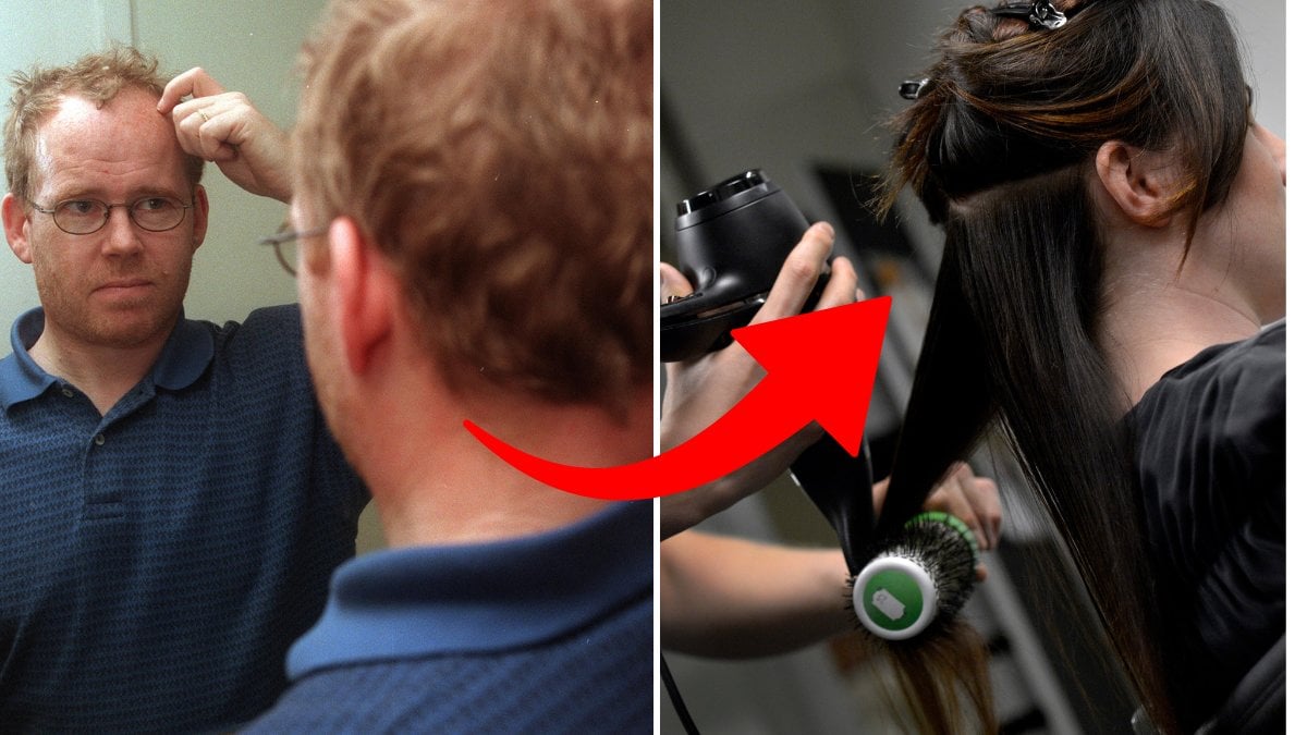 Mab i spegel och kvinna hos frisör