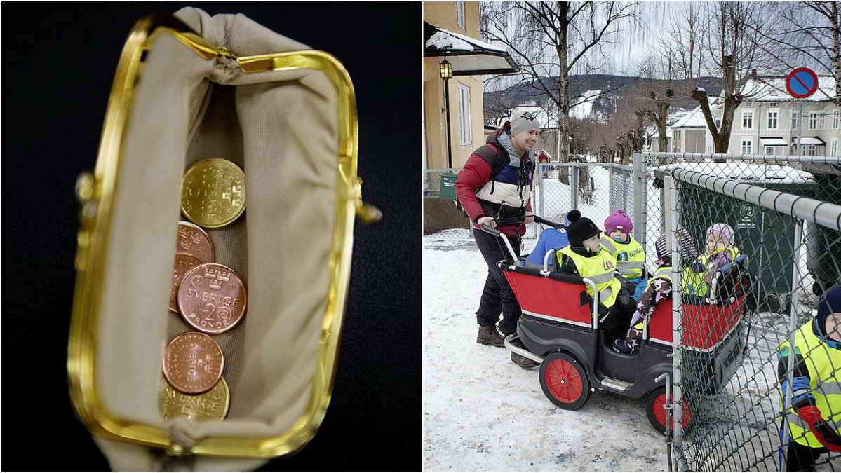 Barn på dagis. Pengar. 