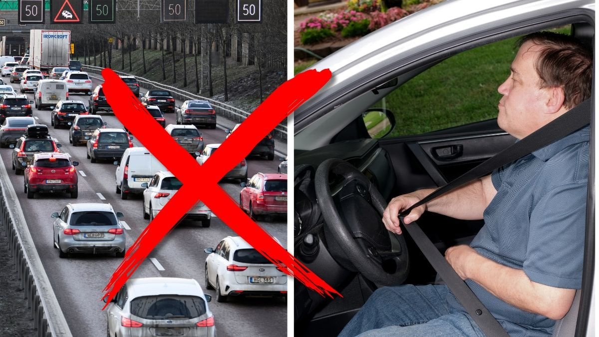 Bilväg och en man som kör bil.