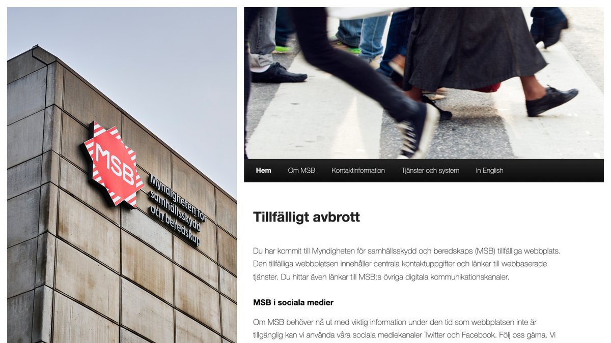 MSB:s hemsida har legat nere i flera timmar.
