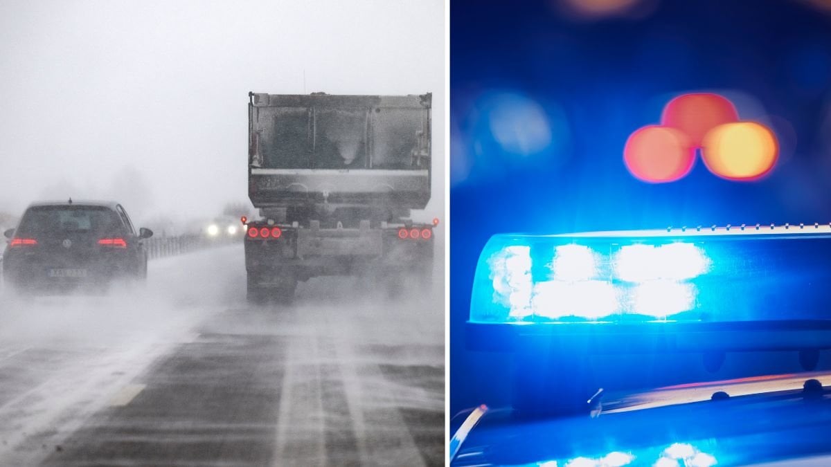 Snörök på väg och blåljus