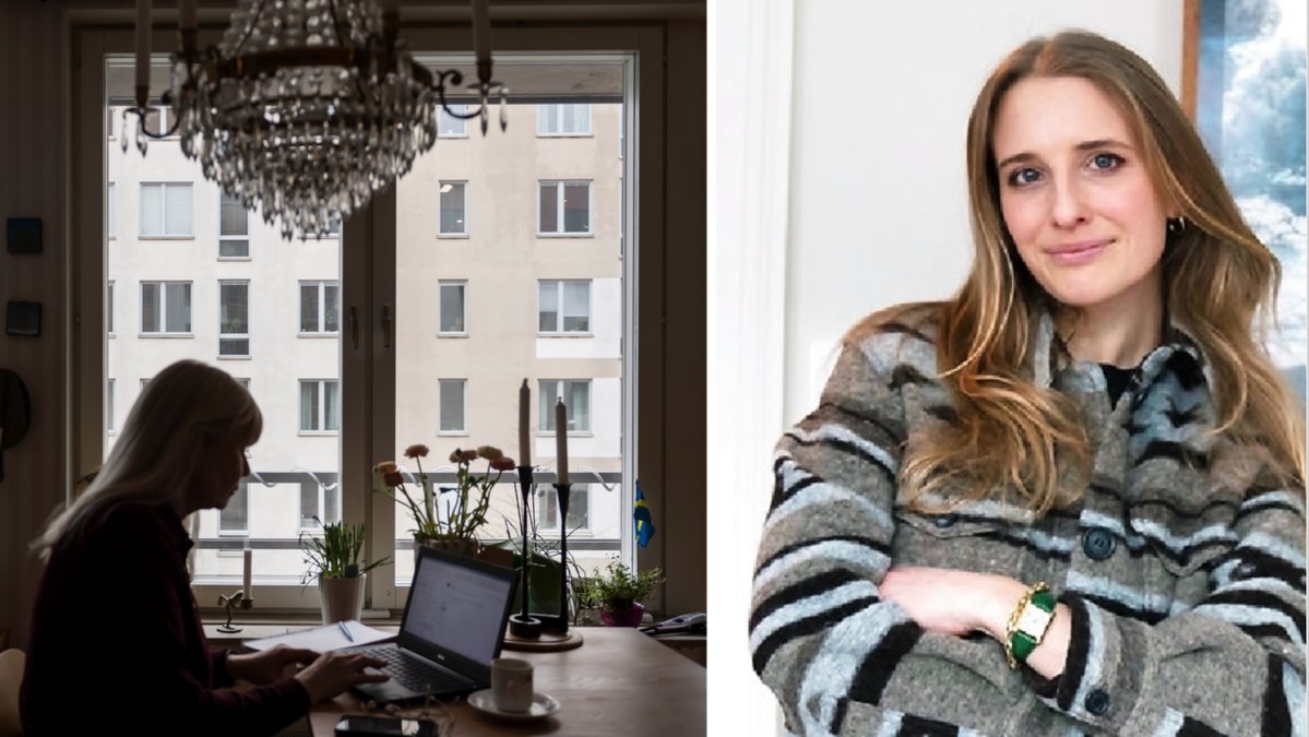 Kvinna som jobbar hemifrån och Kira Unger.