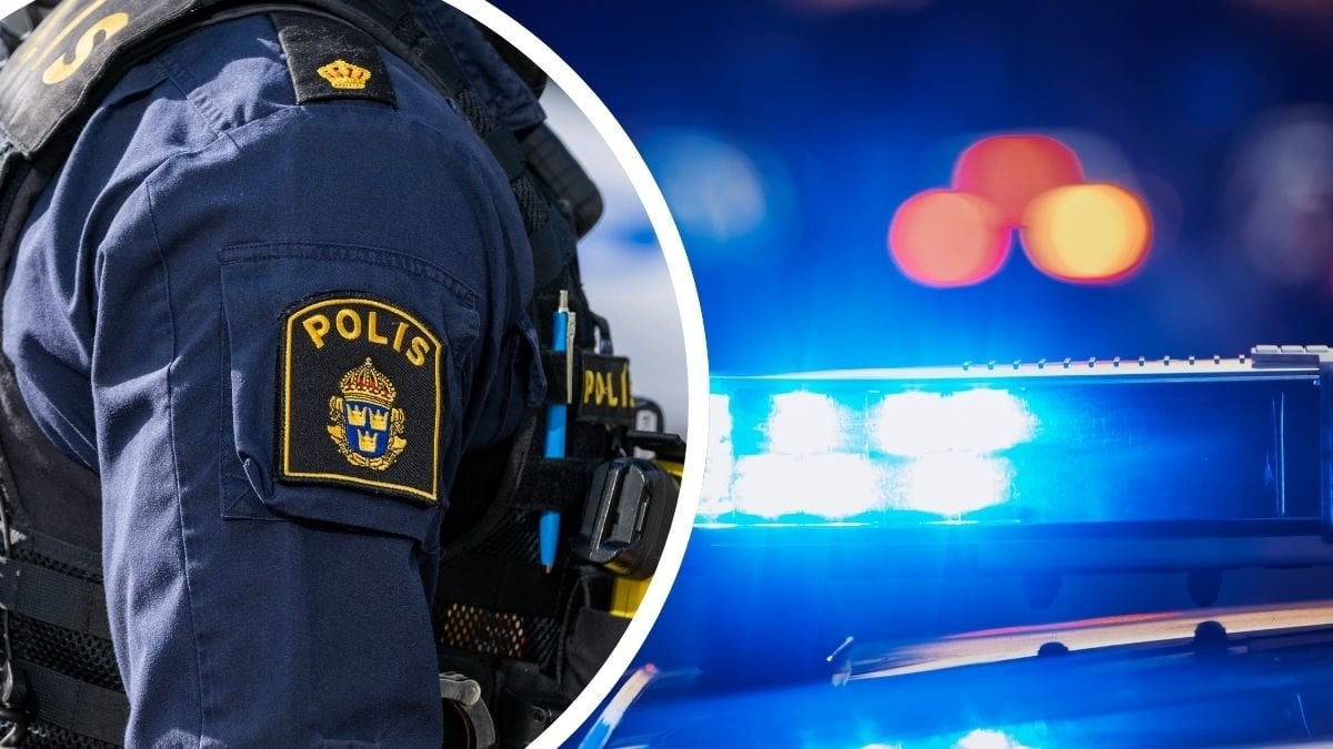 Polis vänster. Blåljus höger.