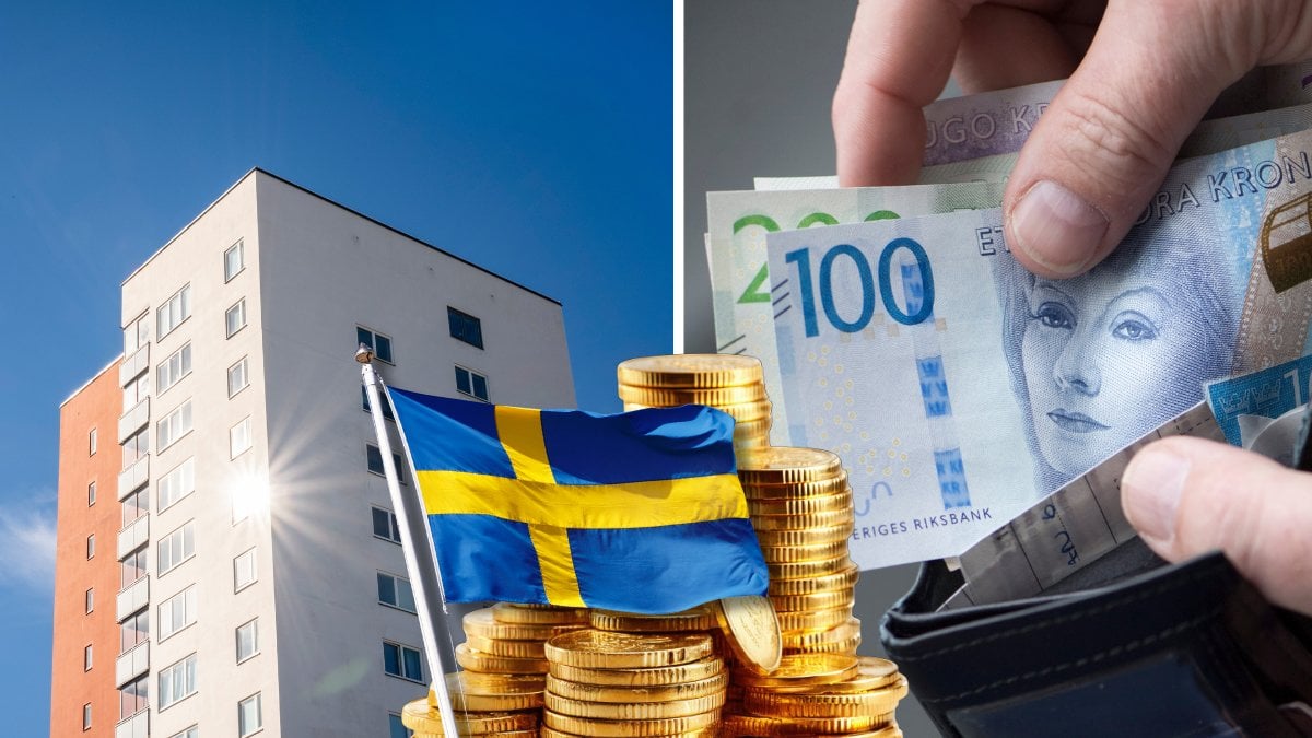 Bostadshus och svenska pengar i plånbok.