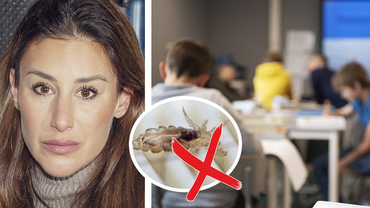 Katrin Zytomierska kontrollerar andra barn för löss