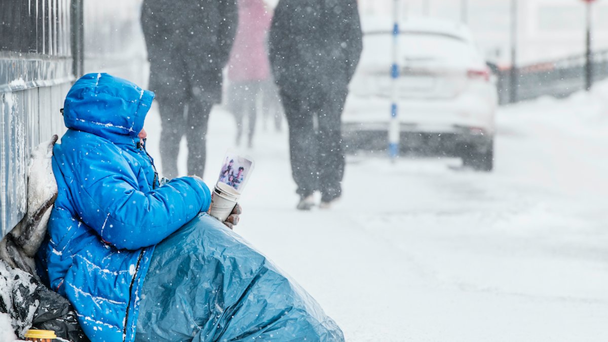 Tiggare sitter i snön