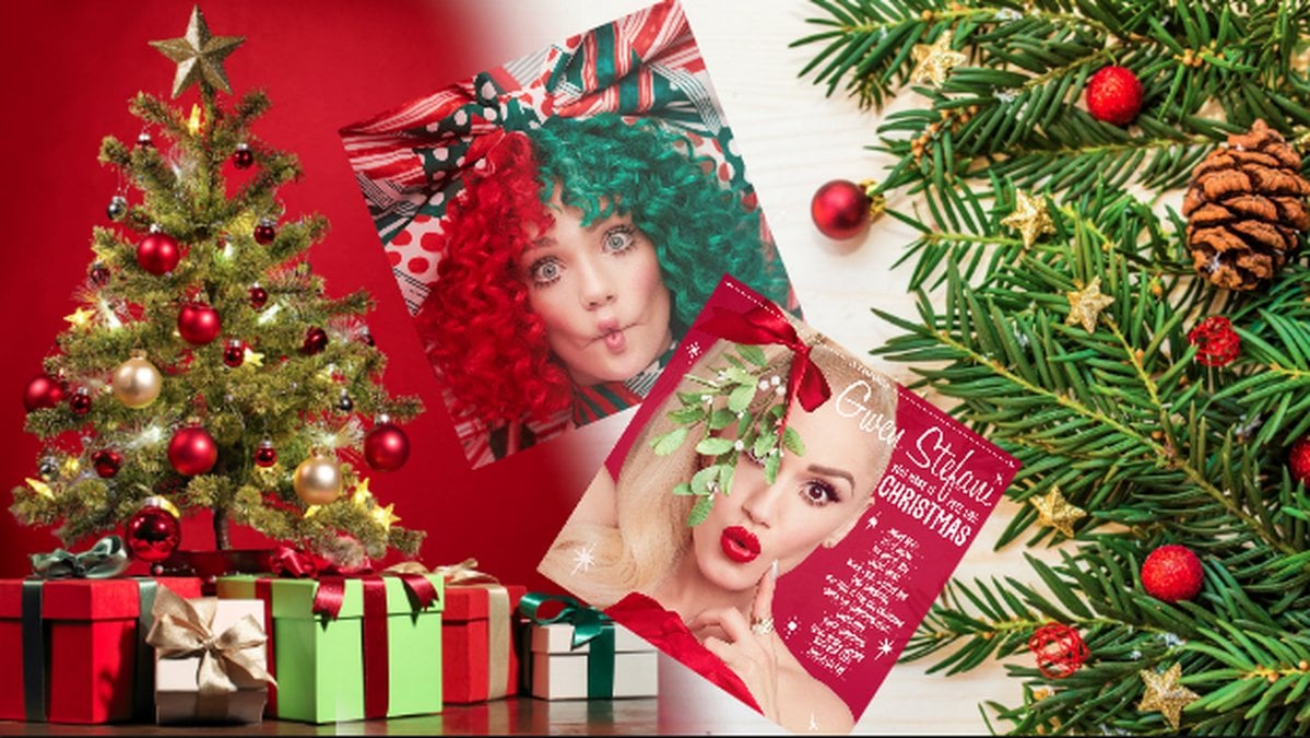 Julgran med julklappar. Albumomslag från Sia och Gwen Stefani