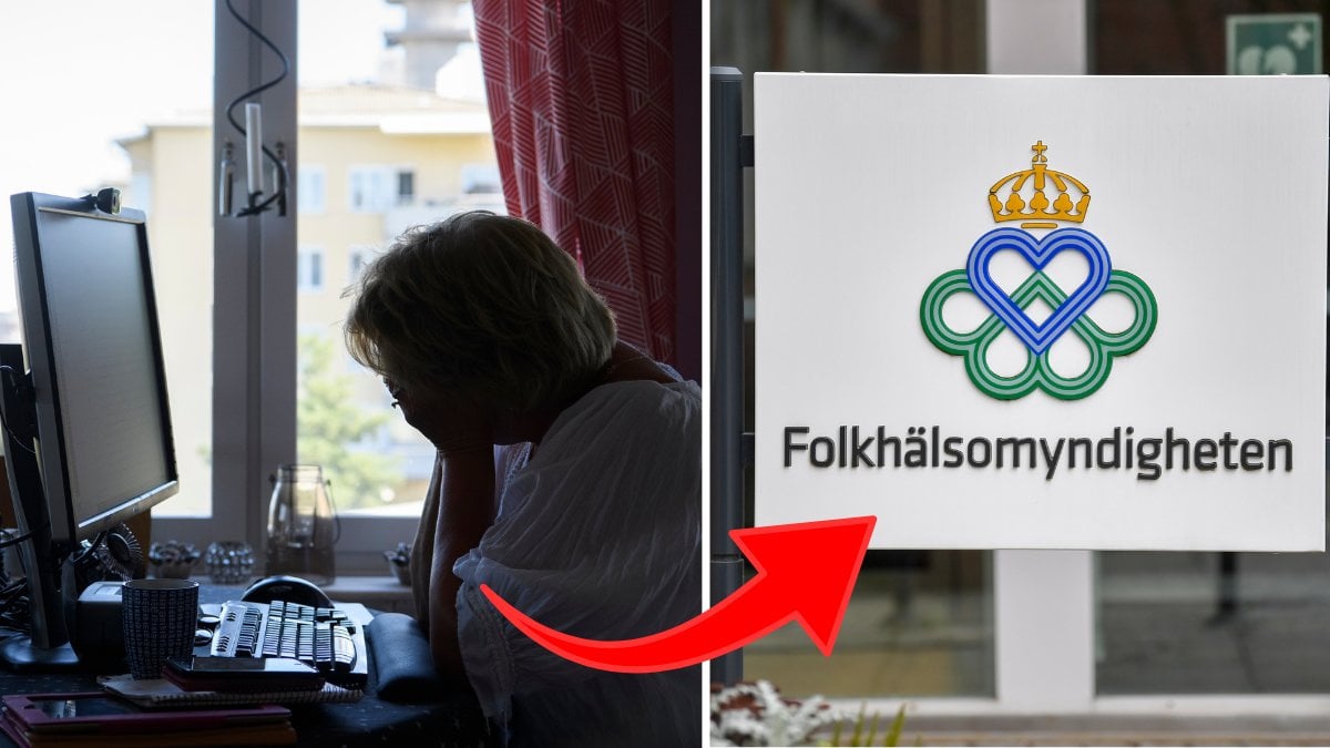 Ledsen kvinna och Folkhälsomyndigheten