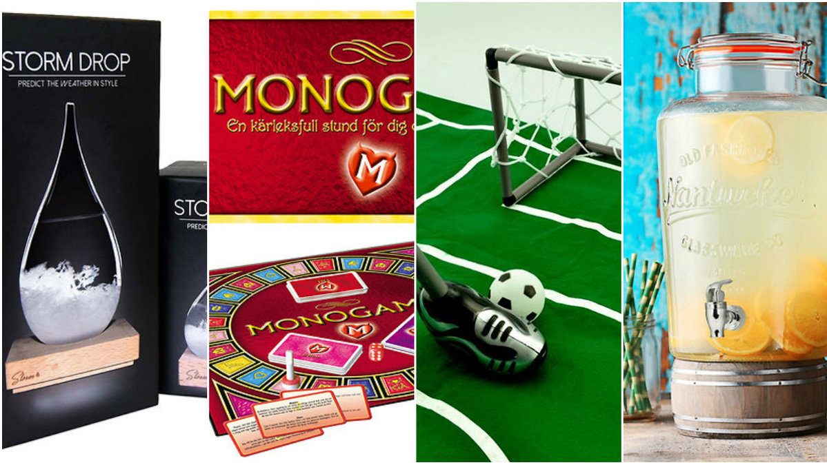 Vädervarnare, Monogamy sällskapsspel, toalettfotboll och dispenser