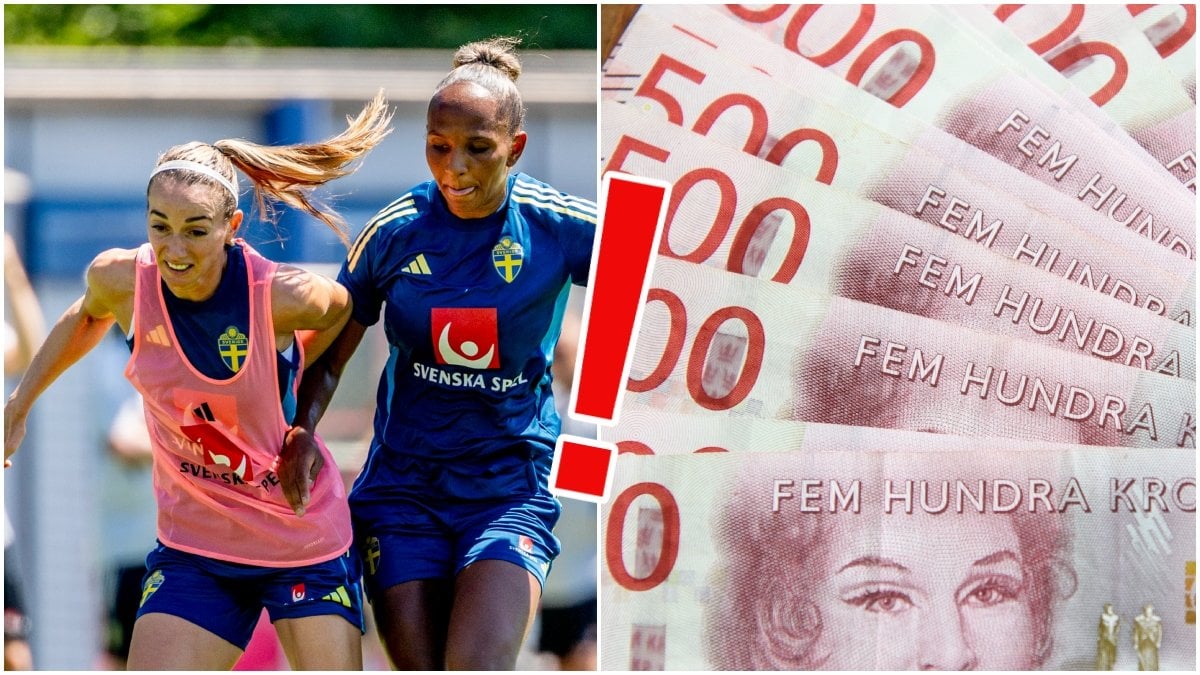 Kosovare Asllani och Madelen Janogy och en stor bunt med 500-kronorssedlar.