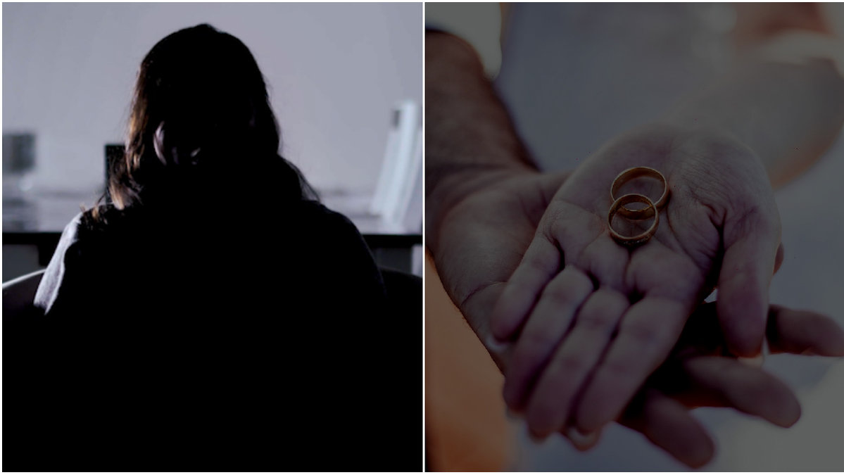 Anonym person och två vigselringar