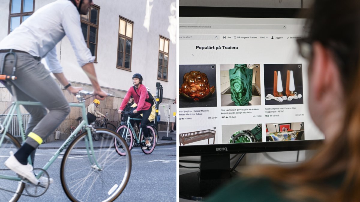 Genrebild på cyklar och Tradera.