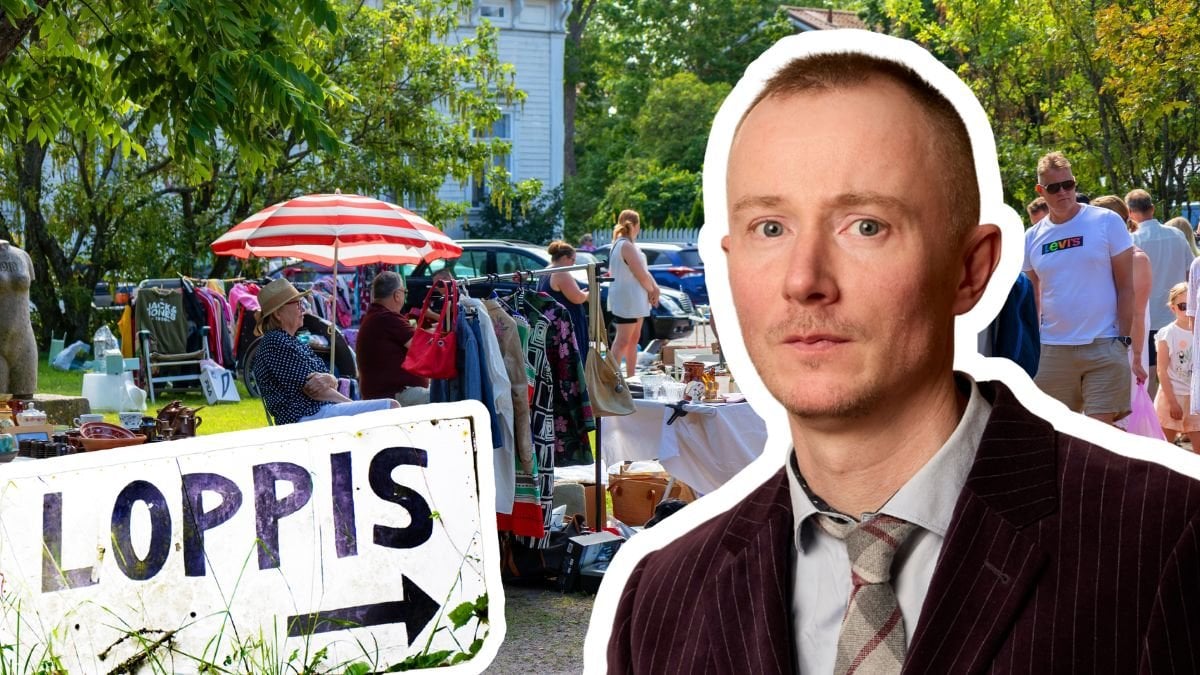 Loppis-skylt, loppis och Andreas Siesing