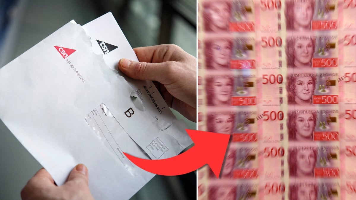 Brev från CSN och svenska pengar.