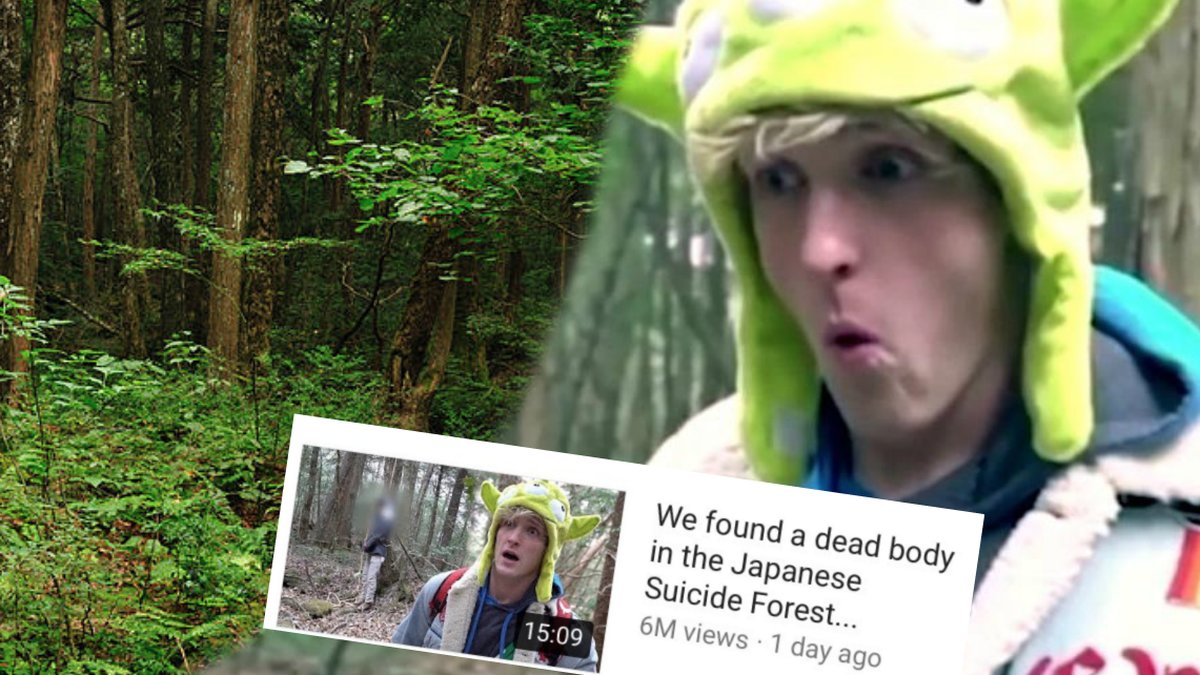 Klippet är från självmordsskogen Aokigahara i Japan.
