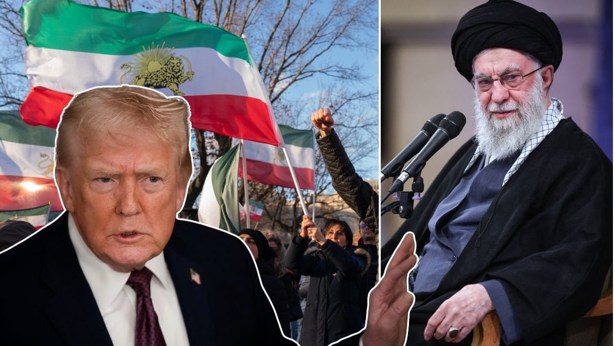 Demonstrationer i Iran, Donald Trump och Ali Khamenei.