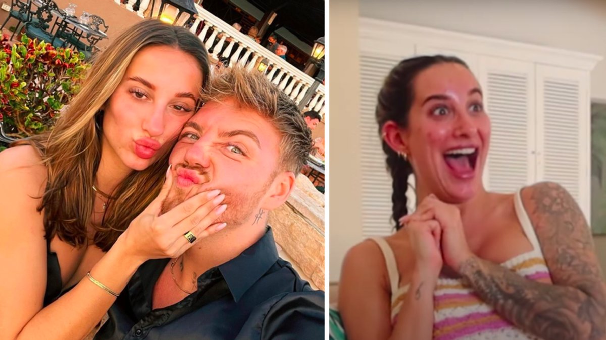 Oliver Hunt chockar Antonija Mandir med ringar på semestern