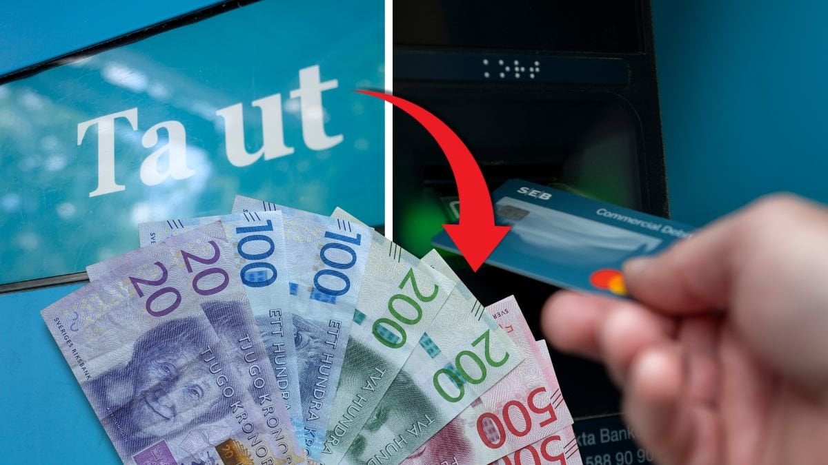 Svenska bankomat och ta ut kontanter.