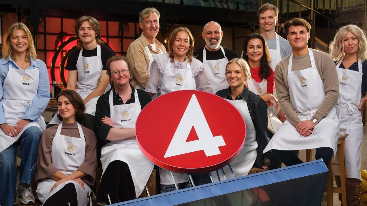 Deltagarna i Sveriges mästerkock 2026 och TV4:s logga 