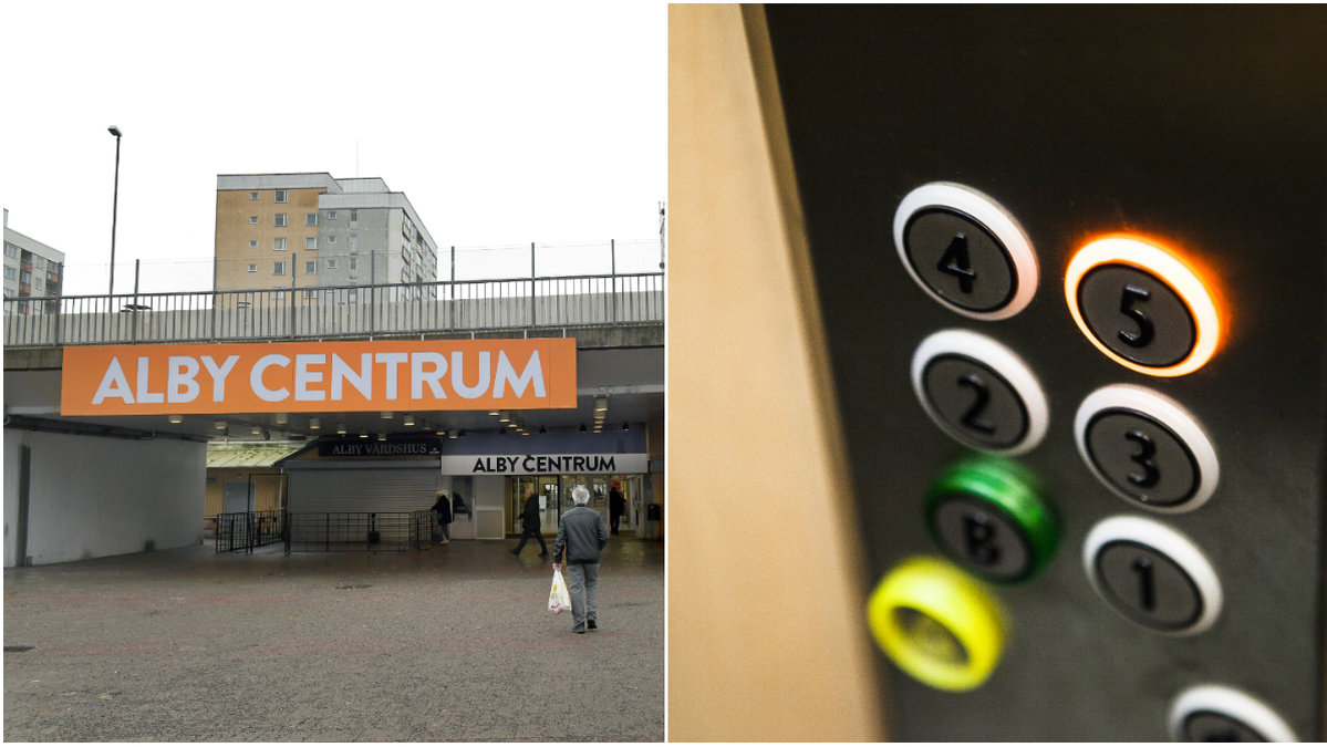 Alby centrum, Knappar i hiss.