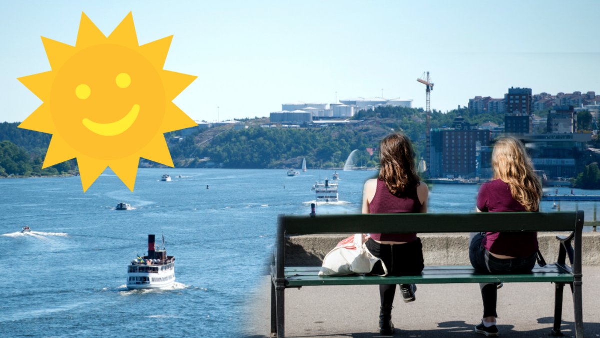 Sol/Stockholm/Sommar/Tjejer på en bänk