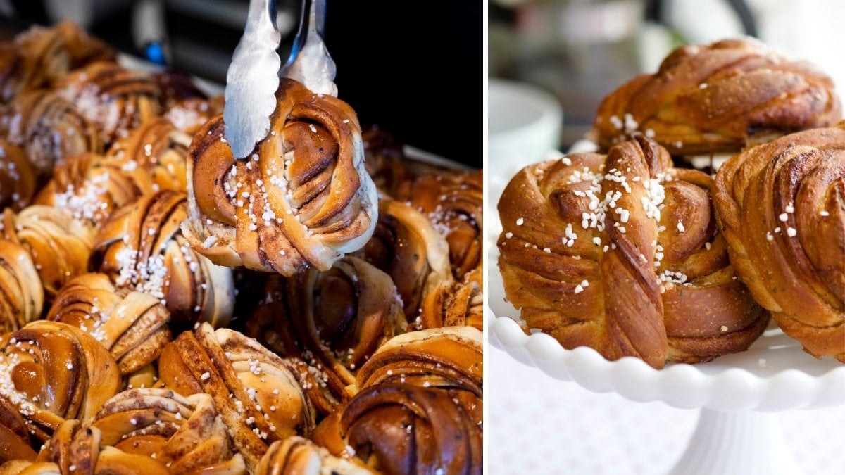 Bilder på kanelbullar.