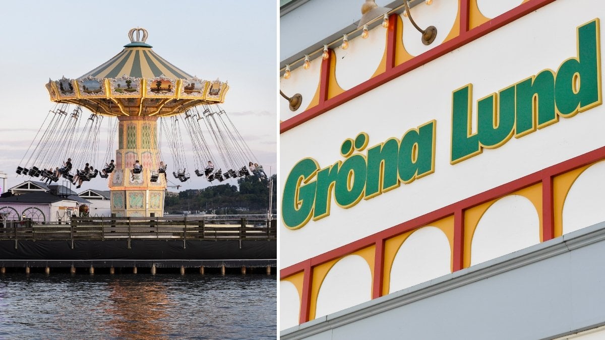 Bild på en karusell och en Gröna Lund-skylt.