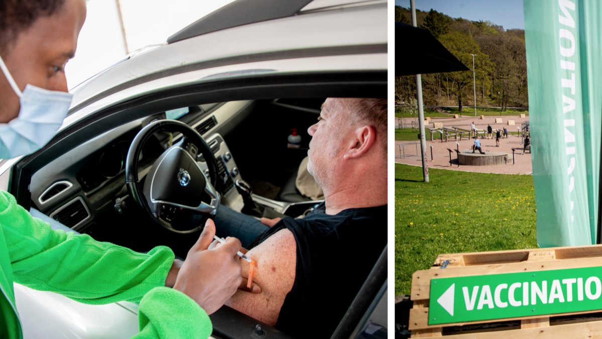 Drive in vaccinering vid Slottsskogen i Göteborg