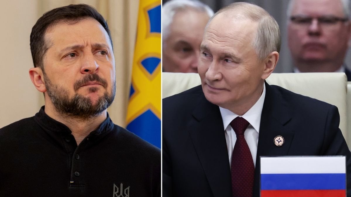 Rysslands president Vladimir Putin och Ukrainas president Volodymyr Zelensky.