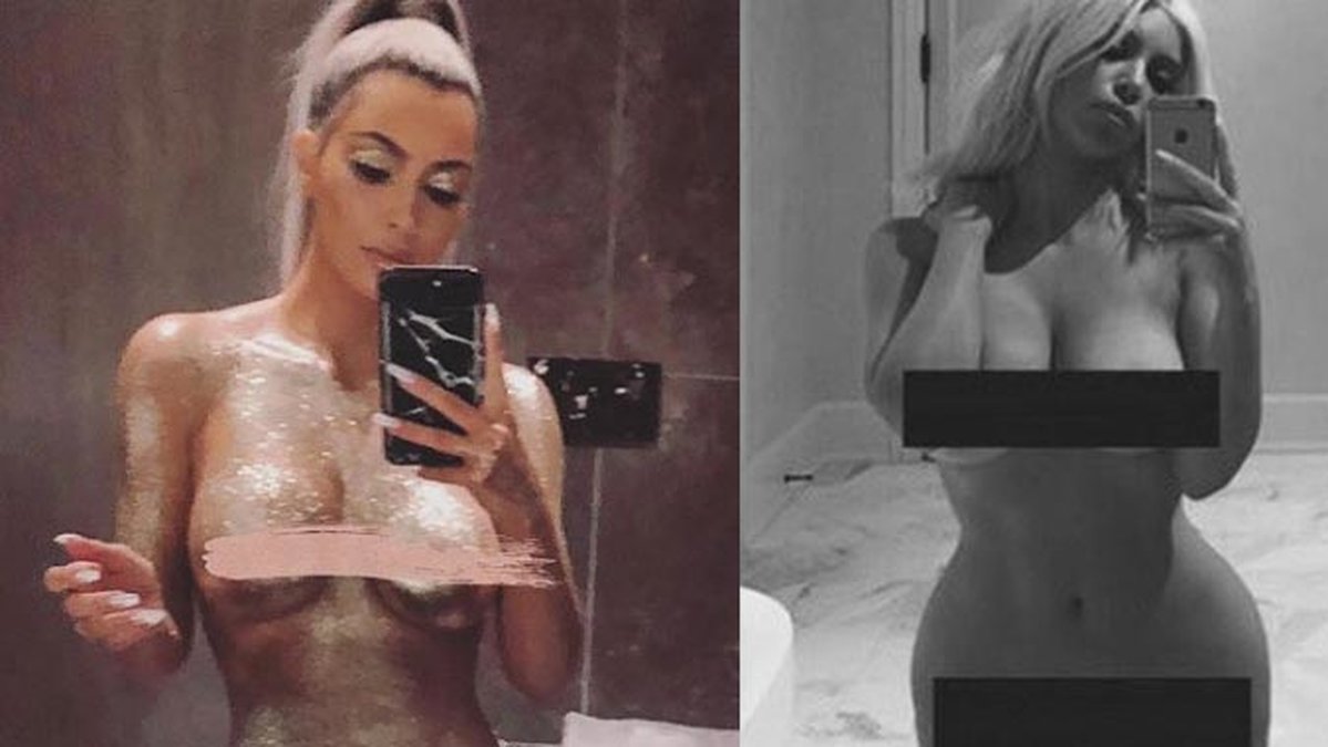 Kim Kardashian återskapar sin klassiska selfie.