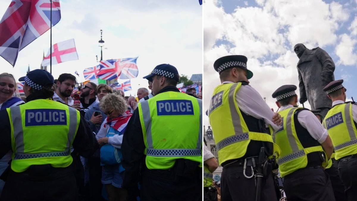 Genrebild på poliser i London.