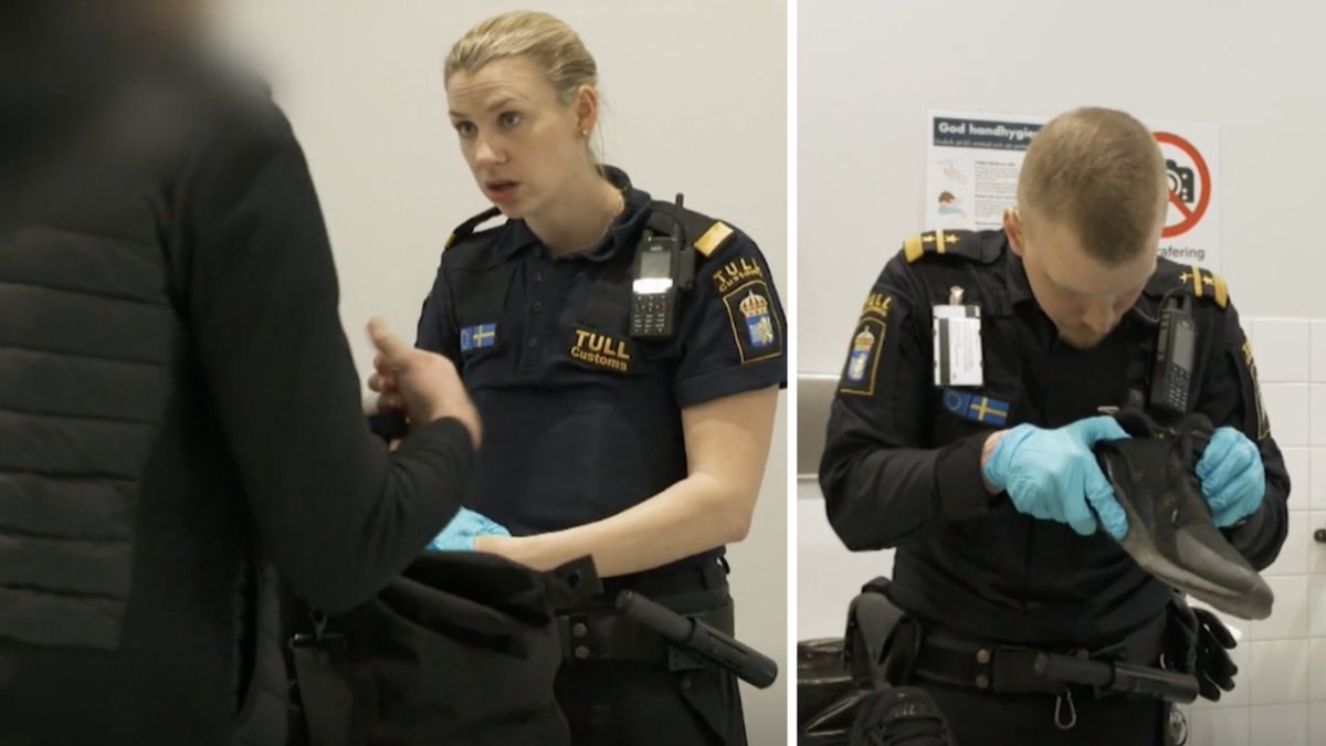 Tullinspektörerna Mimi och Alexander letar efter cannabis. 