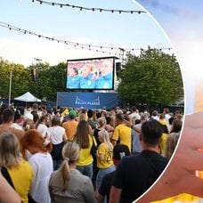 Bilder på öl och svenskar som kollar på en fotbollsmatch.