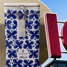 Bild på Zoégas Mon Amie-burk och Ica-skylten.