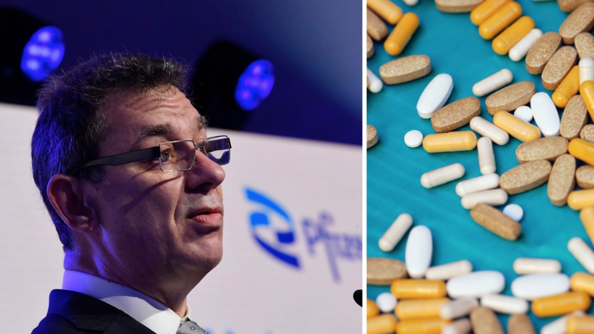 Pfizers vd Albert Bourla och genrebild på tabletter.