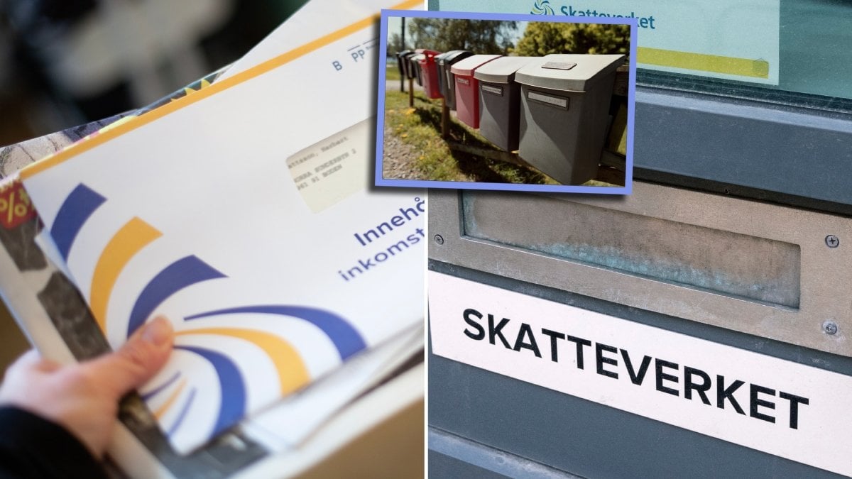 Post från Skatteverket och brevlådor.