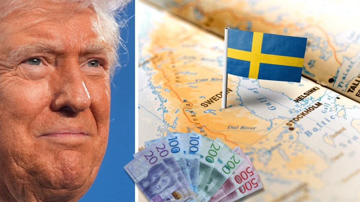 Donald Trump och Sverige på en karta.