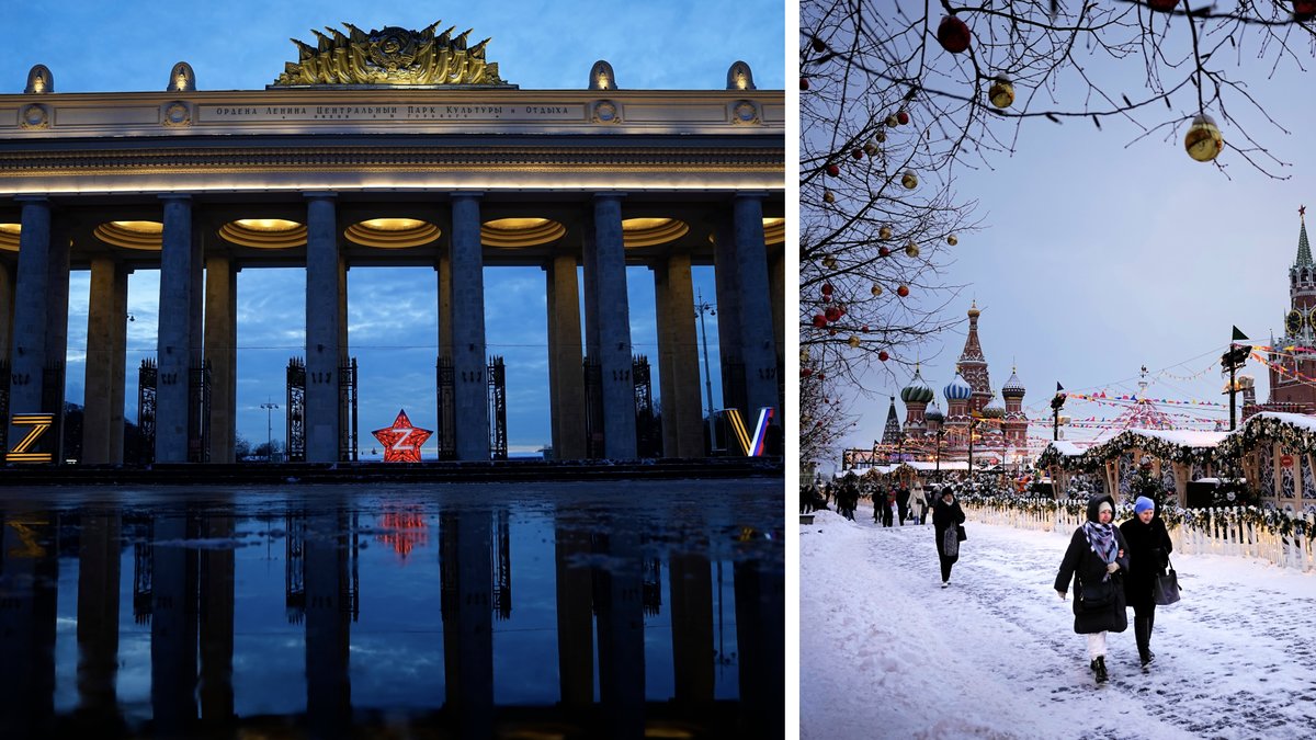 Krigssymboler i parken - Moskvas nya julpynt