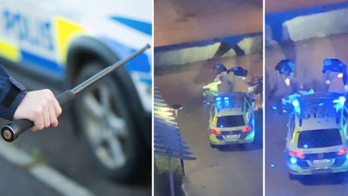 Genrebild på batong. Bilder från våldsamma ingripandet.
