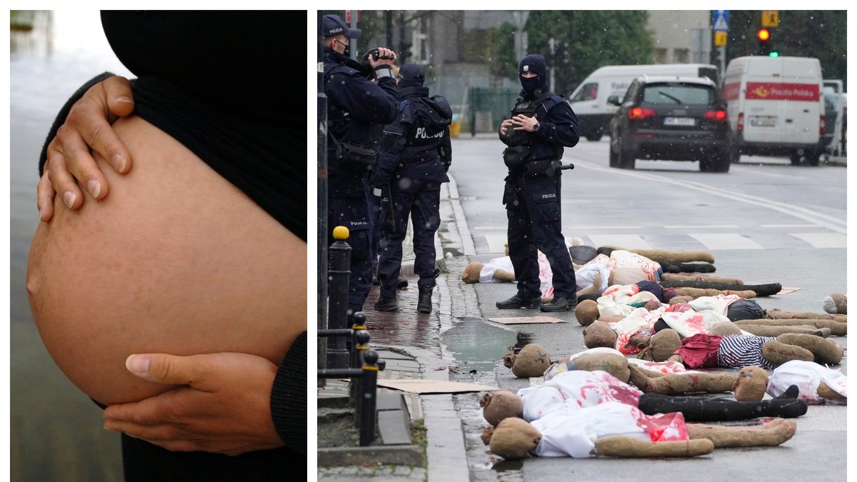Den gravida kvinnan avled på sjukhus i Polen.